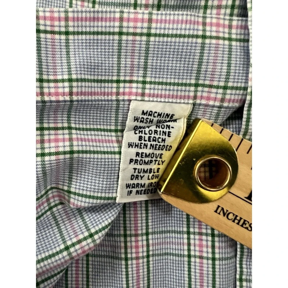 Ralph Lauren Classic Fit‎ Blue Pink Plaid Check Button Down Shirt 17 32-33 XL L